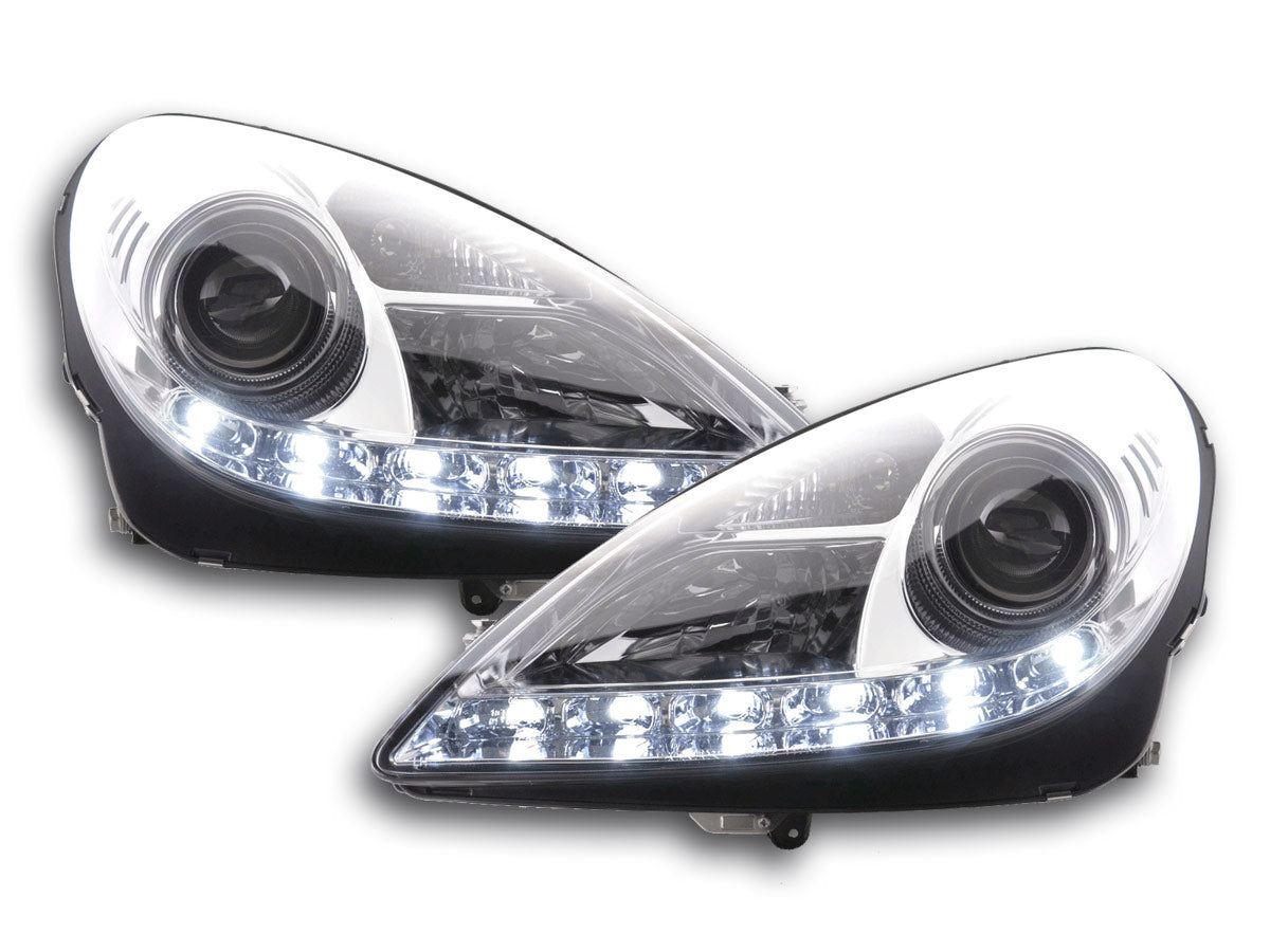Scheinwerfer Set Daylight LED Tagfahrlicht Mercedes SLK R171 chrom Scheinwerfer Set Daylight LED Tagfahrlicht Mercedes SLK R171 chrom